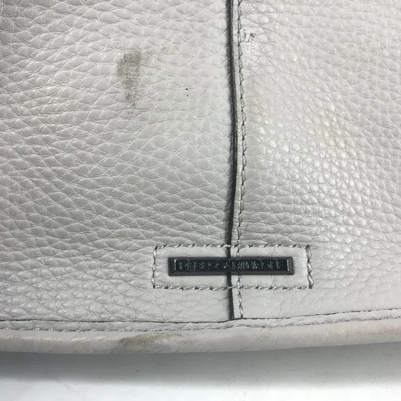 REBECCA MINKOFF Crossbody Bag Light Gray Leather Small 8X7 - Picture 13 of 16